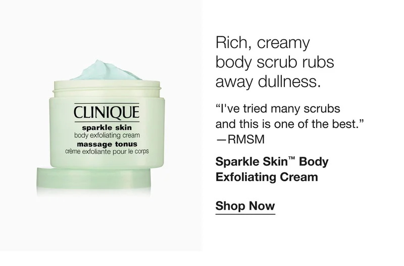 Rich, creamy body scrub rubs away dullness. | “I've tried many scrubs and this is one of the best.” —RMSM | Sparkle Skin™ Body Exfoliating Cream | Shop Now