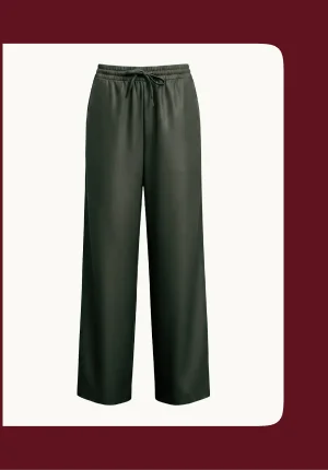 Faux Leather Pant in Slate Green