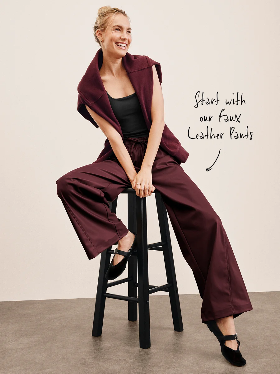 Faux Leather Pant in Dark Cherry
