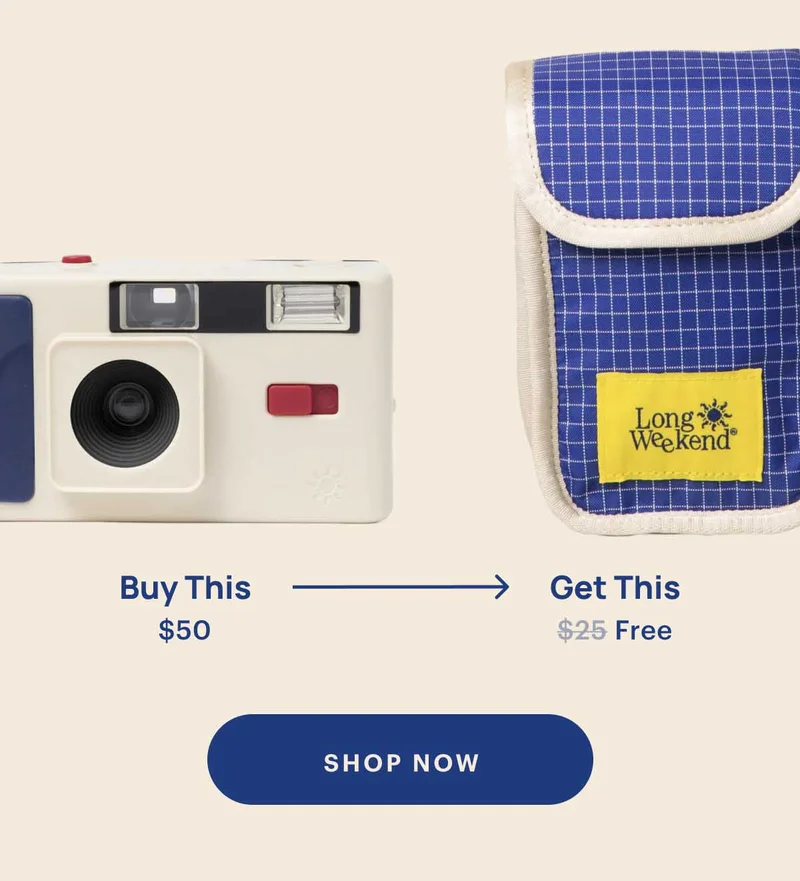 Buy This Longweekend Camera for $50 then get this $25 Film Pouch Free. Shop Now.