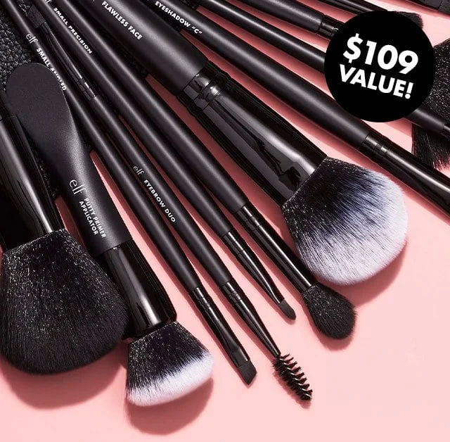 17-Piece Ultimate Makeup Brush Set & Travel Roll