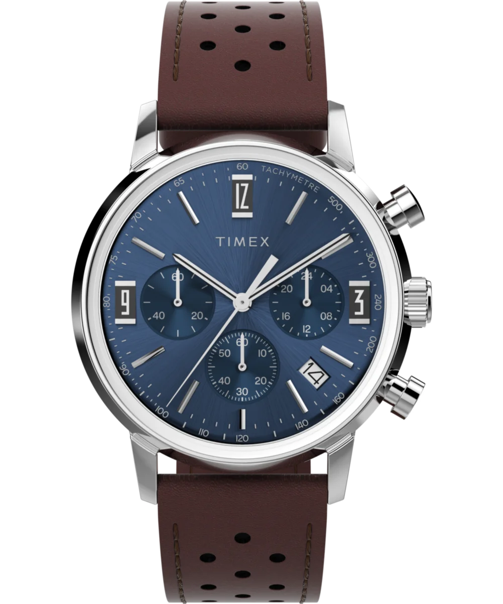 Image of Marlin® Chronograph Tachymeter 40mm Leather Strap Watch