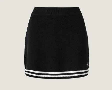 Tennis Club Sweater Knit Skirt in Black Ivory