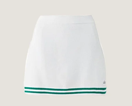 Tennis Club Sweater Knit Skirt in White/Spruce Green