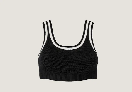 Tennis Club Sweater Knit Bra in Black Ivory