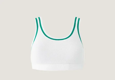 Tennis Club Sweater Knit Bra in White/Spruce Green