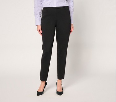 Susan Graver Pique Knit Regular Pull-On Slim-Leg Ankle Pants