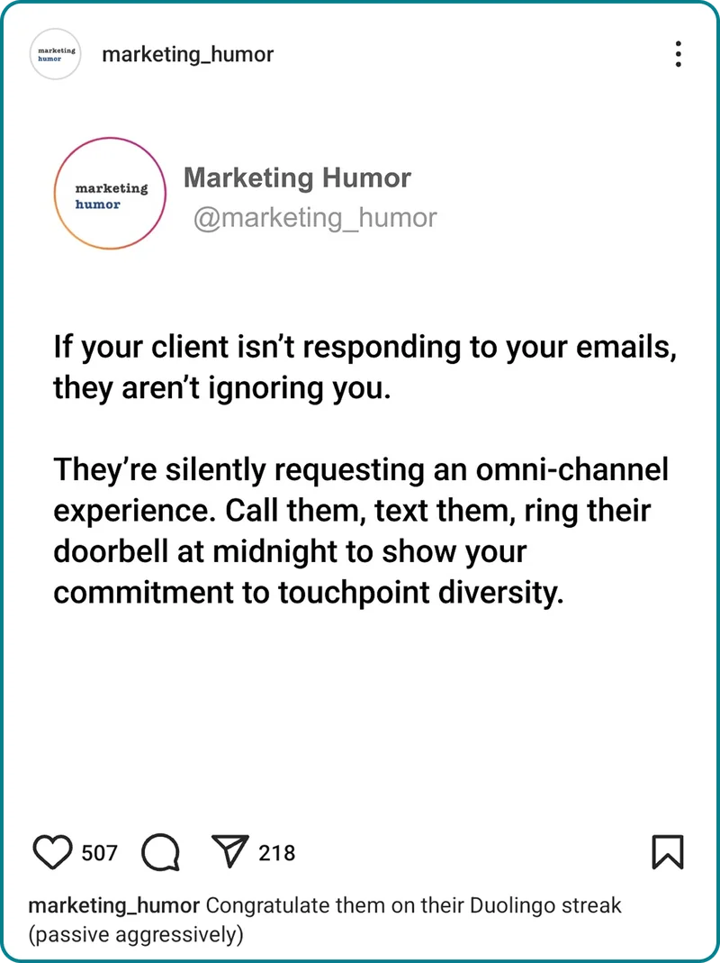a meme from marketing humor about 
omni-channel experience.