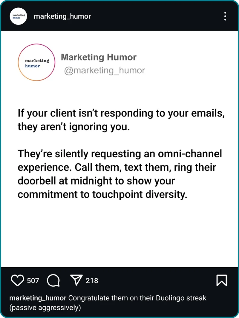 a meme from marketing humor about omni-channel experience.