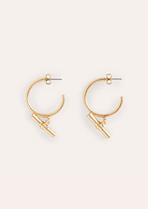 T-Bar Hoop Earrings - Gold