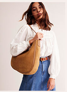 Suede Hobo Bag - Tan