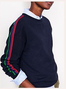 Emi Relaxed Sweatshirt - Navy, Red Stripe
