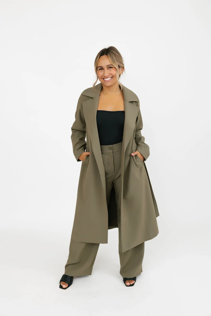 Image of Harper Trench Coat in Deep Olive