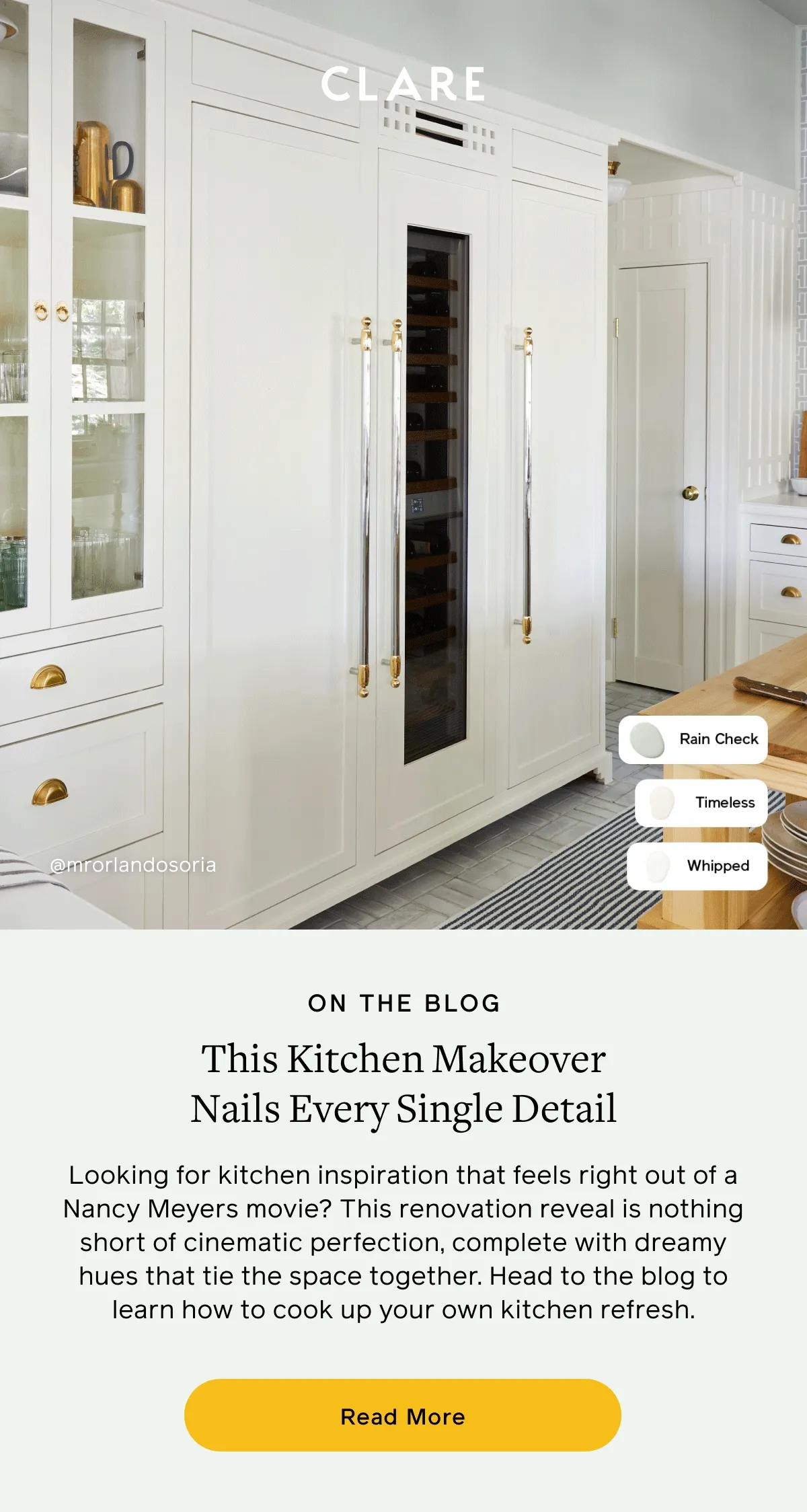 ON THE BLOG: This Kitchen Makeover Nails Every Single Detail. Looking for kitchen inspiration that feels right our of a Nancy Meyers movie? This renovation reveal is nothing short of cinematic perfection, complete with dreamy hues that tie the space together. Head to the blog to learn how to cook up your own kitchen refresh. Read More