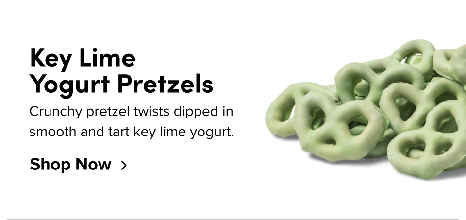 Key lime yogurt pretzels. Crunchy pretzel twists dipped in smooth and tart key lime yogurt; Shop now