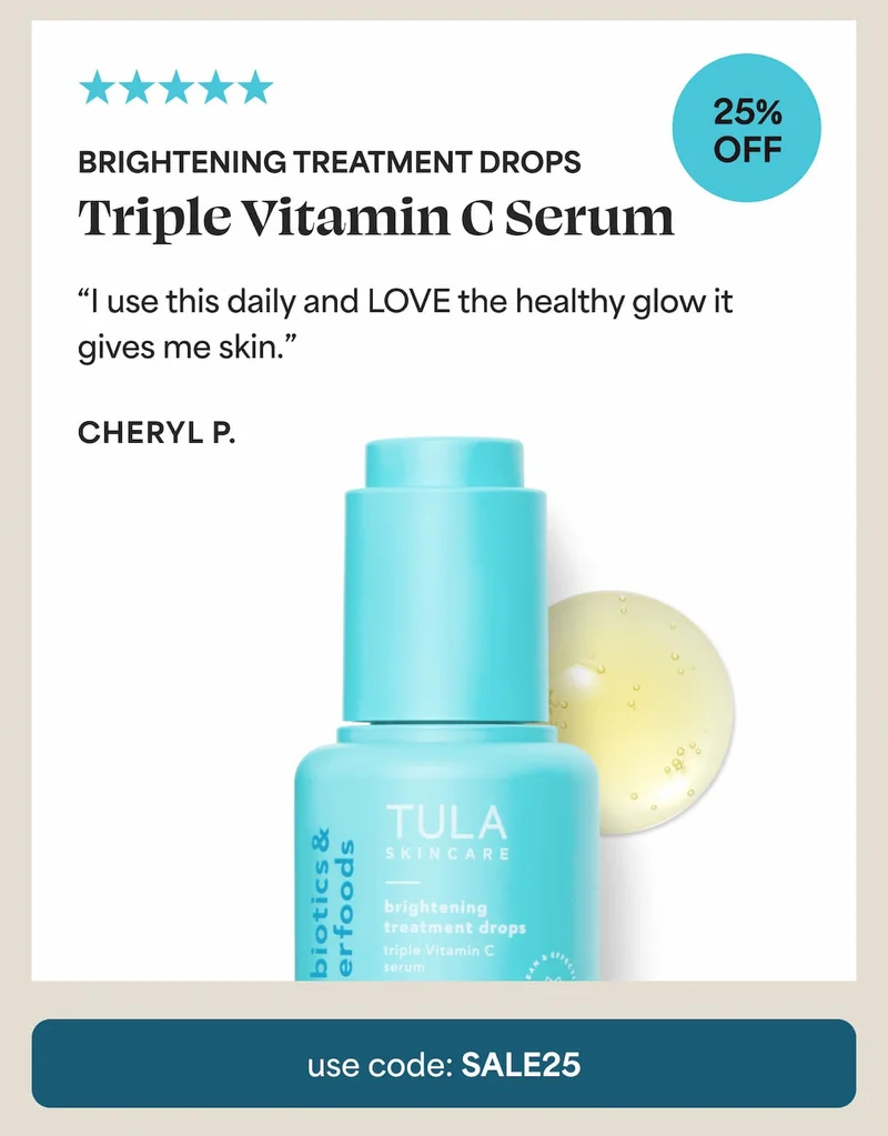 ⭐⭐⭐⭐⭐ Brightening Treatment Drops 25% off "I use this daily and LOVE the healthy glow it gives me skin.” - Cheryl P.