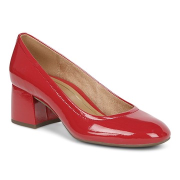 Vionic Leather/Patent Block Heel Pumps - Carmel