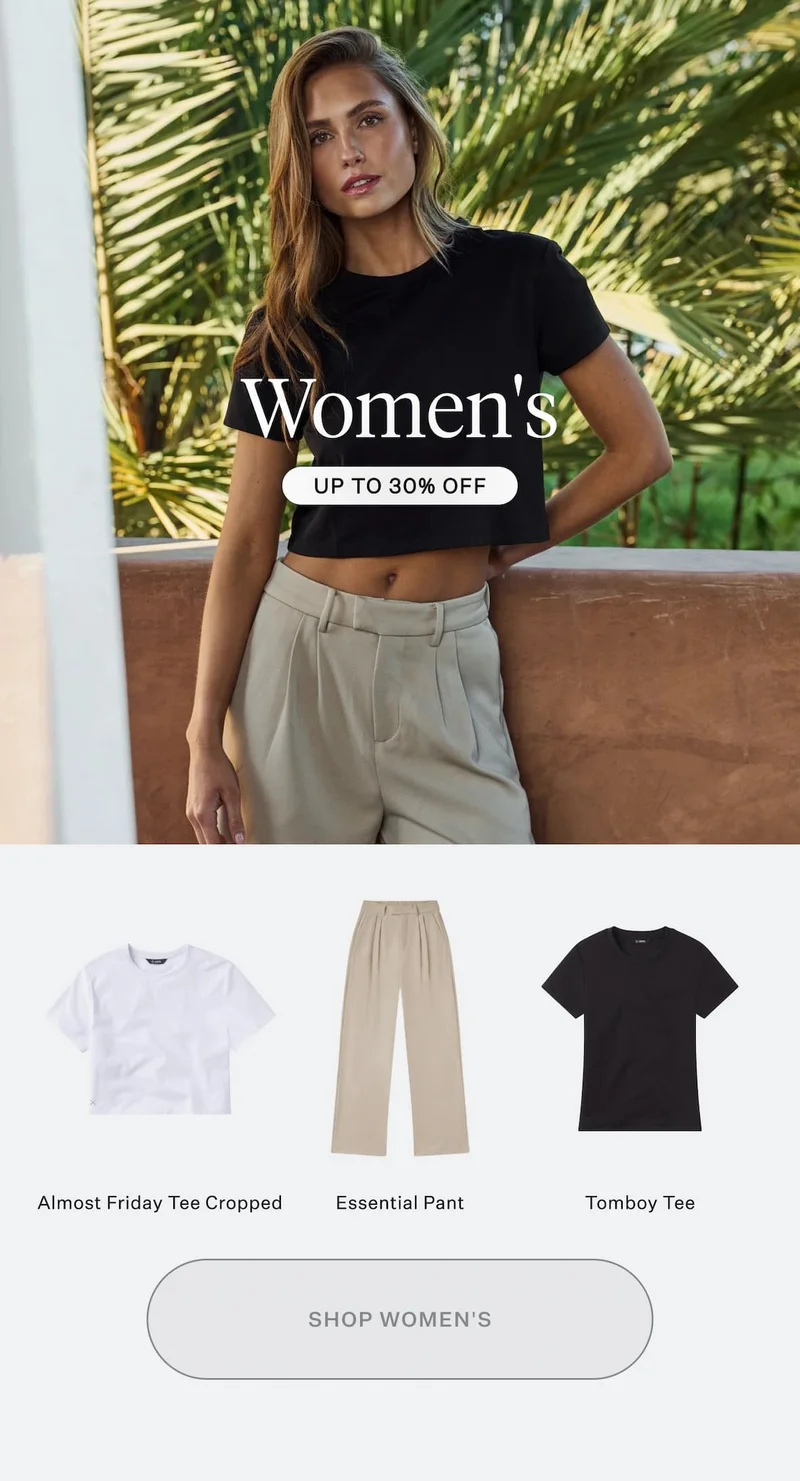 Up to 30% off Women's