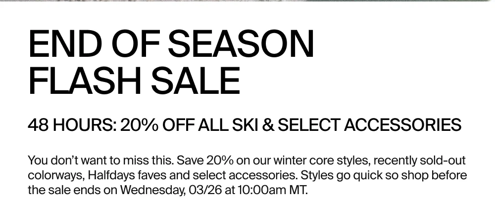 Shop End of Season Flash Sale