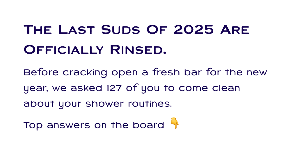 Before cracking open a fresh bar for the new year, we asked 127 of you to come clean about your shower routines.