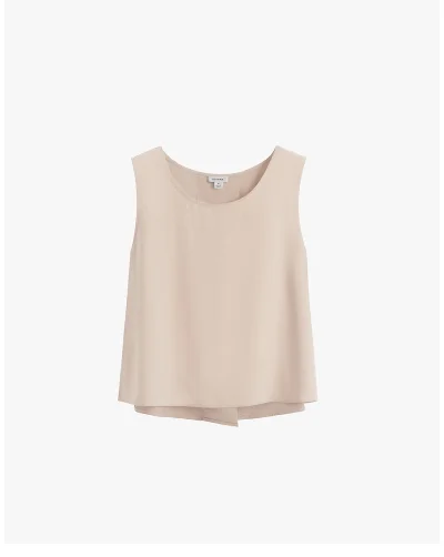 Washable Silk Cropped Overlay Shirt Sand