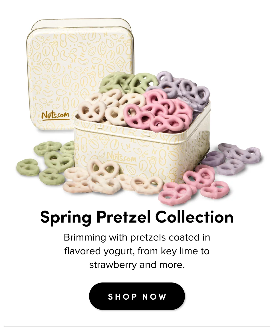 Spring Pretzel Collection; Brimming with pretzels coated in flavored yogurt, from key lime to strawberry and more. Shop Now