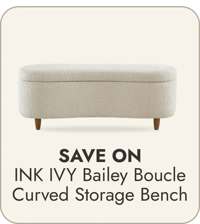 INK IVY Bailey Boucle-Style Curved Storage Accent Bench