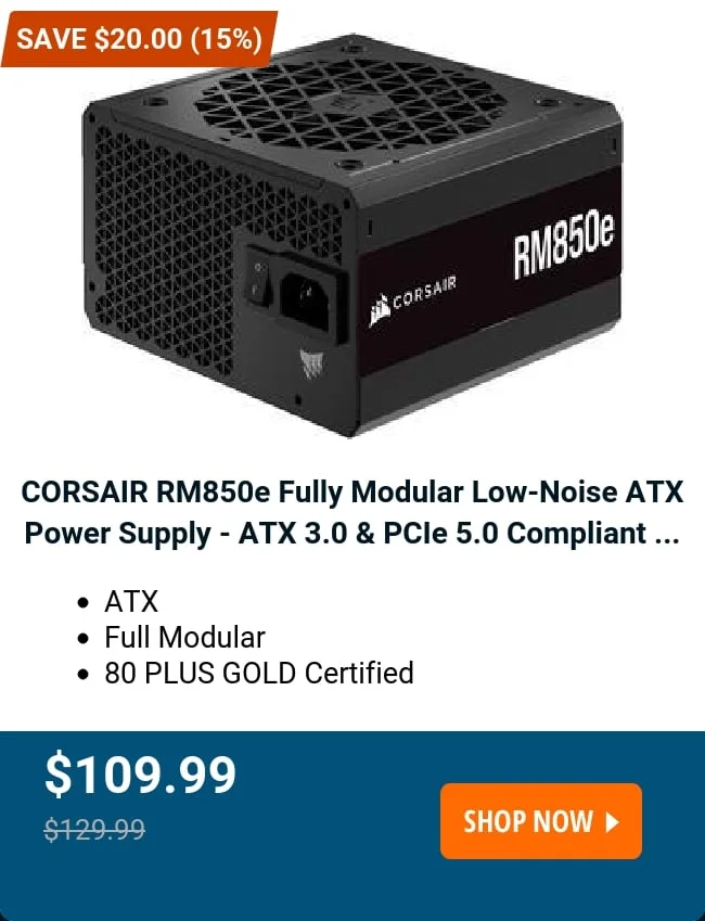 CORSAIR RM850e Fully Modular Low-Noise ATX Power Supply - ATX 3.0 & PCIe 5.0 Compliant ...
