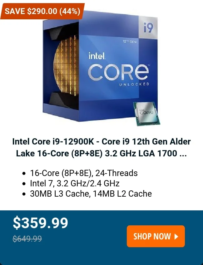 Intel Core i9-12900K - Core i9 12th Gen Alder Lake 16-Core (8P+8E) 3.2 GHz LGA 1700 ...