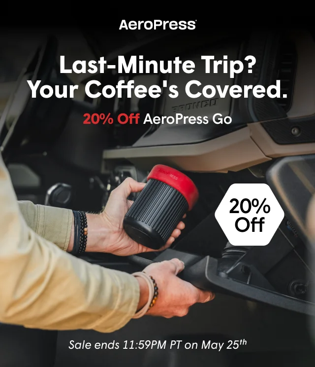 last-minute trip? your coffee's covered with 20% off aeropress go