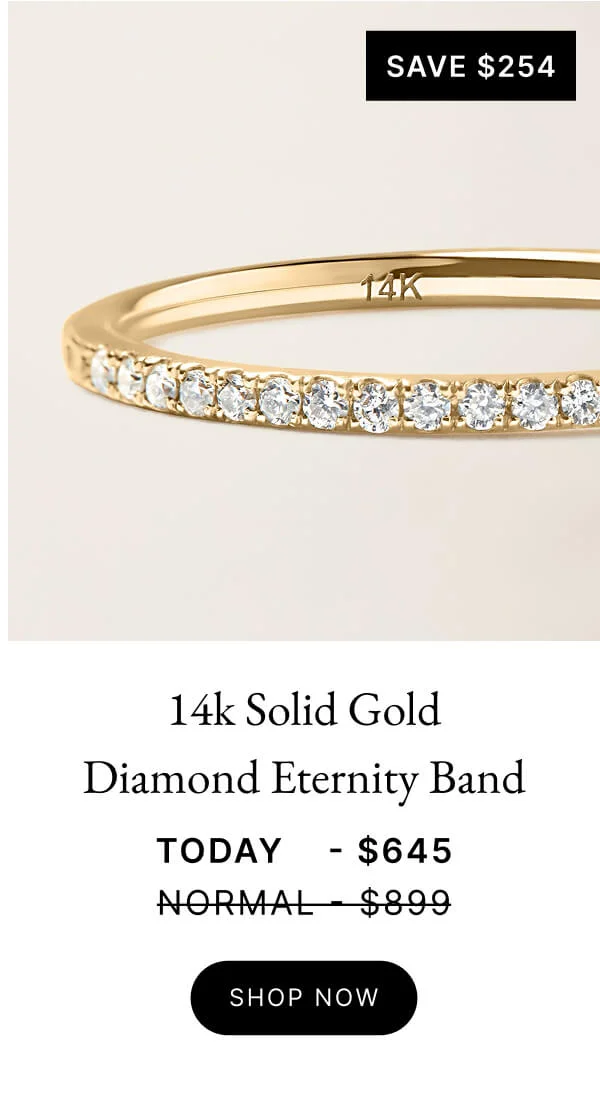 14k Solid Gold Diamond Eternity Band