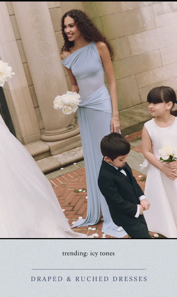 Draped and ruched dresses