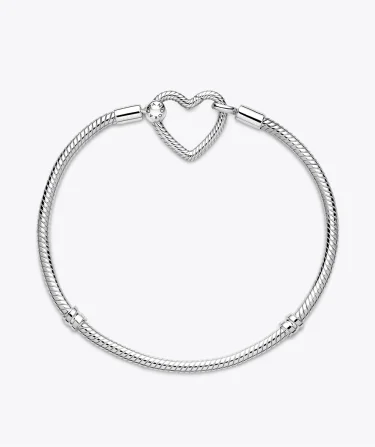 Pandora Moments Heart Closure Snake Chain Bracelet