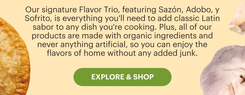 Our signature Flavor Trio, featuring Sazón, Adobo, y Sofrito, is everything you'll need to add classic Latin sabor to any fish you're cooking. ✨ Plus, all of our products are made with organic ingredients and never anything artificial, so you can enjoy the flavors of home without any added junk. EXPLORE & SHOP