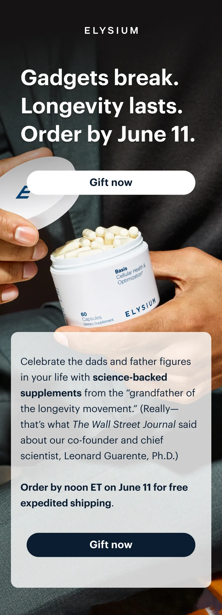 ELYSIUM | Gadgets break. Longevity lasts. Order by June 11. | Gift now