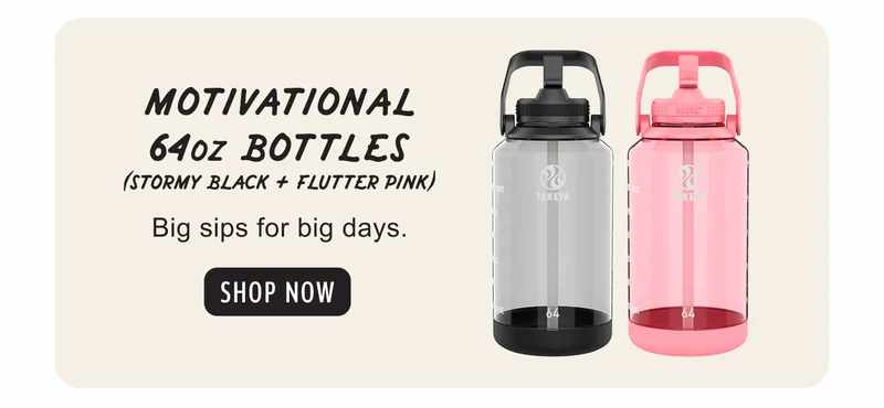 MOTIVATIONAL 64oz BOTTLES (STORMY BLACK + FLUTTER PINK) | Big sips for big days. | SHOP NOW