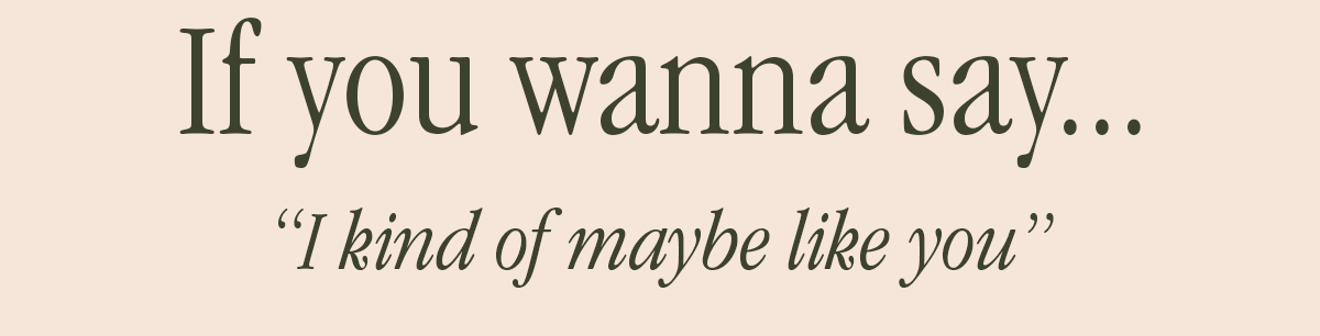 IF YOU WANNA SAY... "I KIND OG MAYBE LIKE YOU"