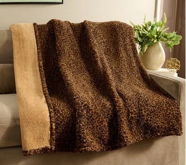 60x70 Reversible Sherpa Printed Throw by Jill Martin