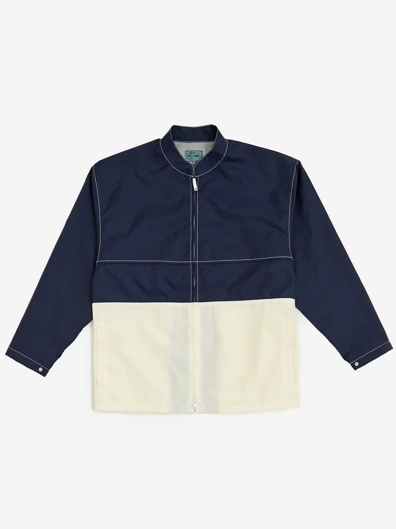 Image of Beams Plus Boat Jacket Stripe Nylon Oxford - Navy