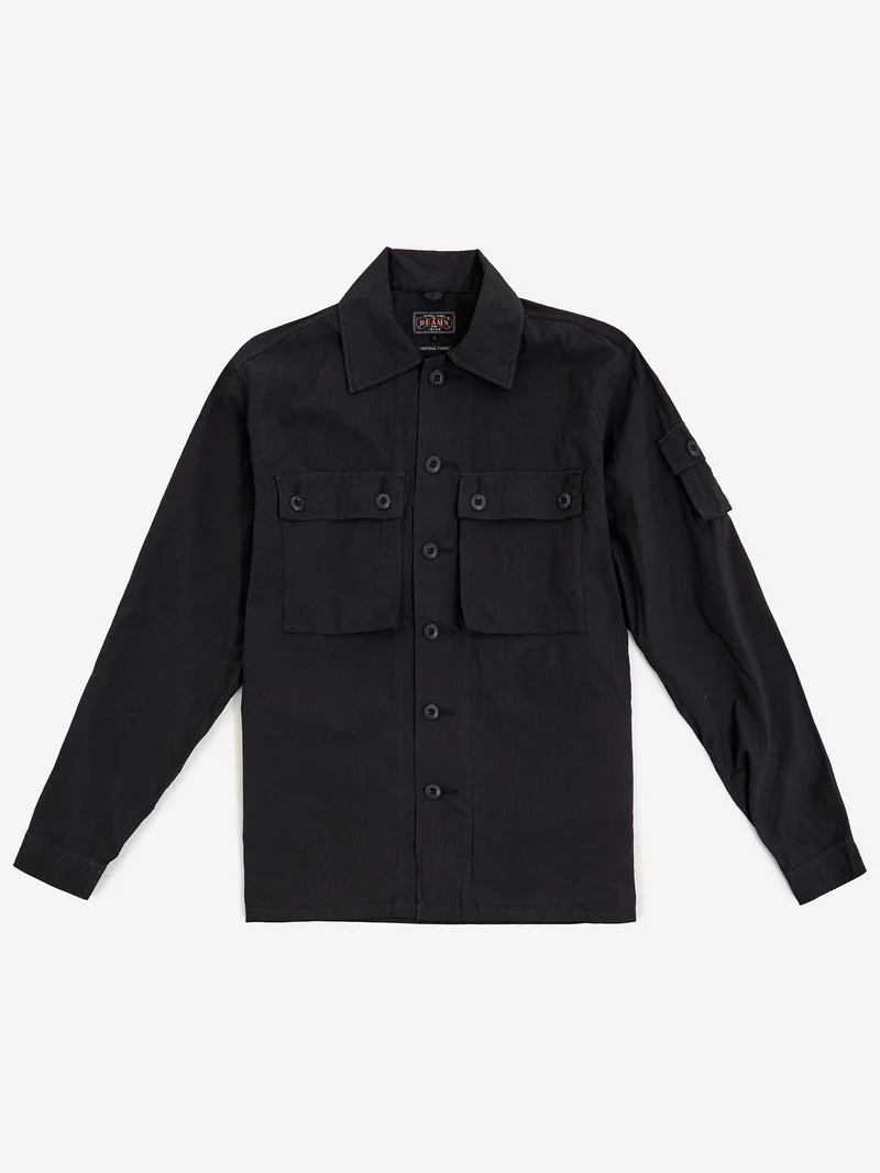 Image of Beams Plus Mil Sht-Jac Textured Ripstop - Navy