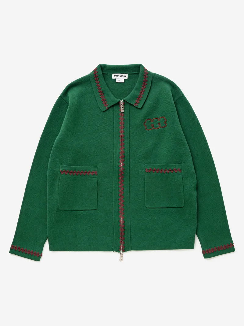 Image of TTT MSW Knit Polo Cardigan - Green