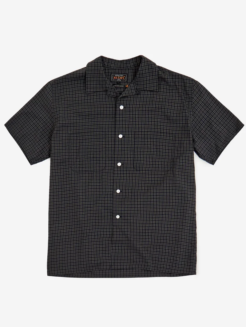 Image of Beams Plus Open Collar Washable Wool Plaid - Green