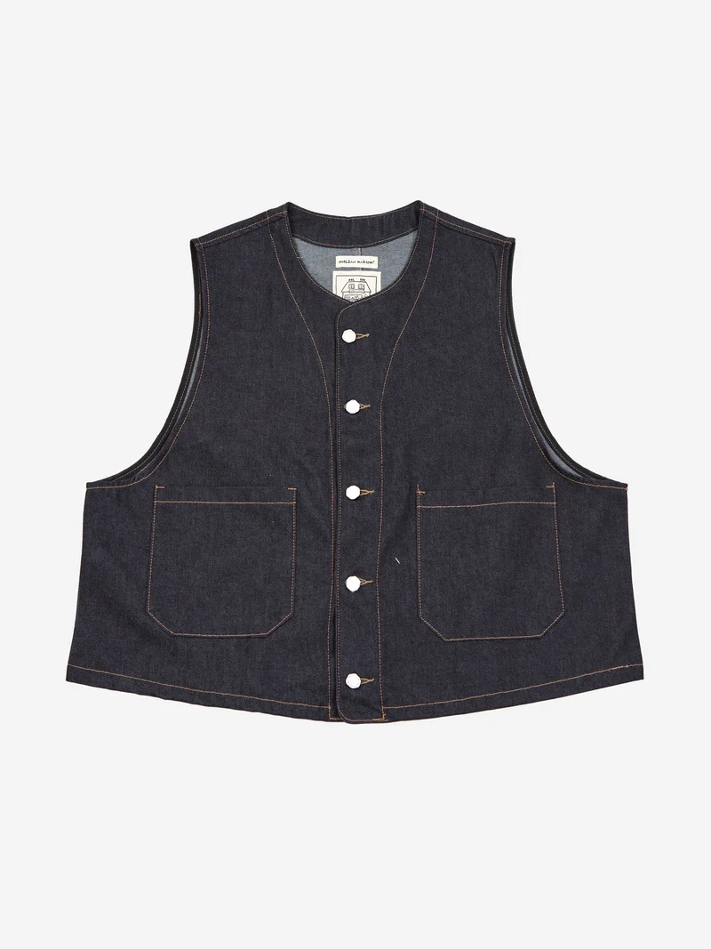 Image of Estudio Niksen Raw Denim Stitch Vest - Indigo
