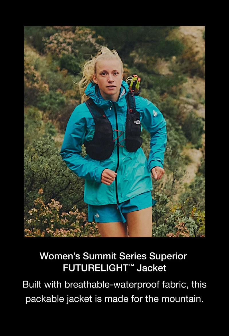 Women's Summit Series Superior FUTURELIGHT™ Jacket. Built with breathable-waterproof fabric, this packable jacket is made for the mountain.