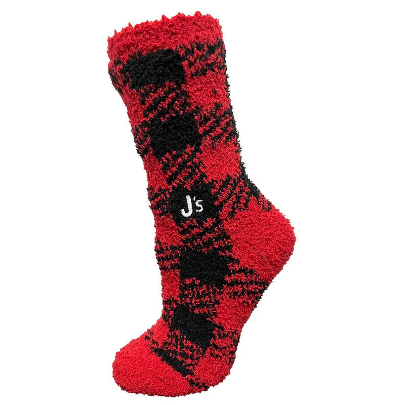 Image of Buffalo Check Fuzzy Crew Socks