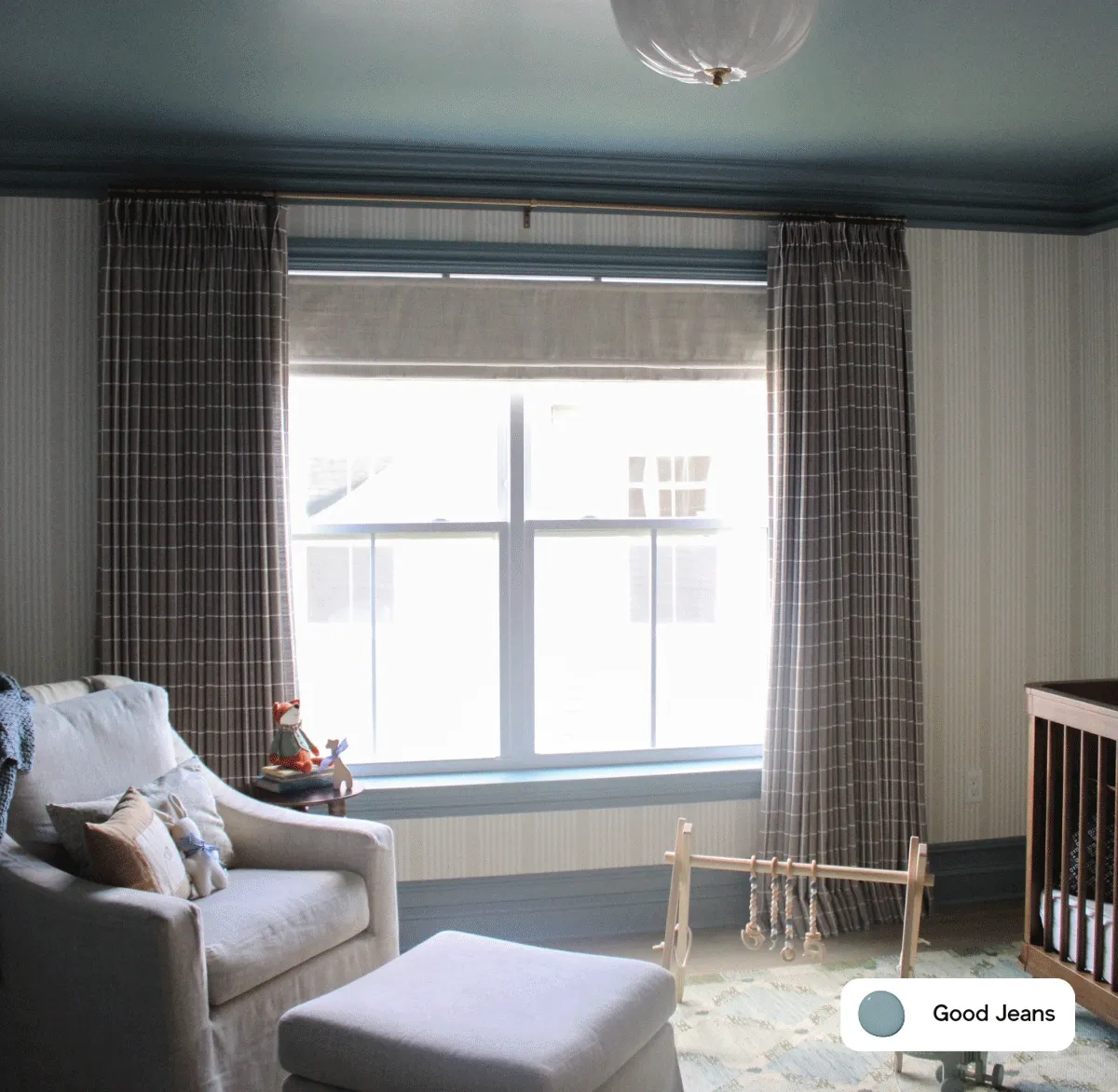 Before and after nursery makeover featuring Good Jeans