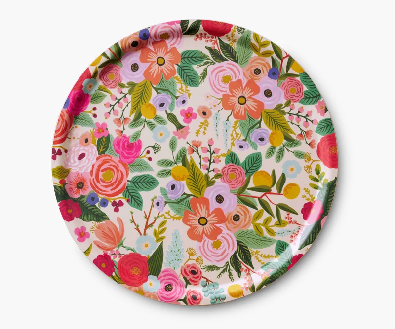 Image of Round Serving Tray - Garden Party