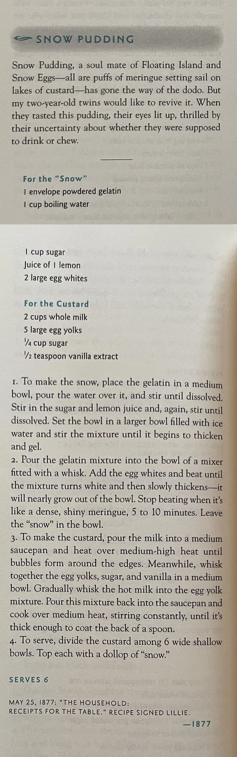 SNOW PUDDING RECIPE