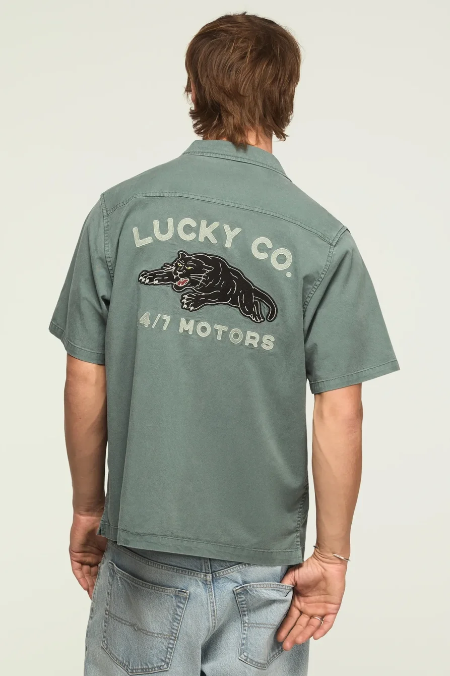 Image of Lucky Brand Panther Moto Shirt - Men's Clothing Outerwear Shirt Jackets in North Atlantic
