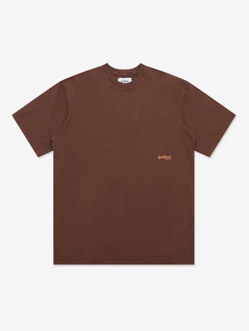 Image of Goodhood Worldwide Washed Yologo T-Shirt - Faded Brown